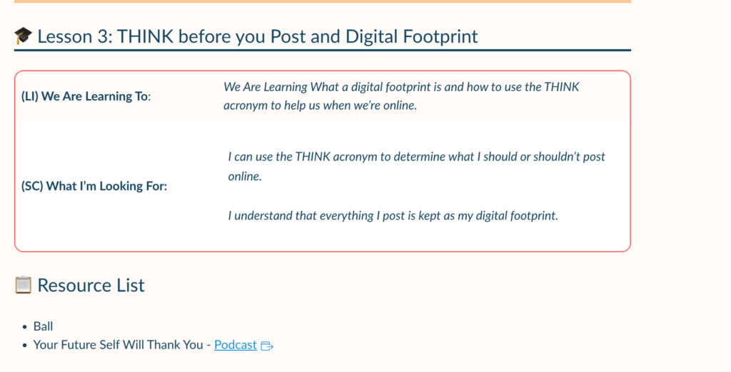 Years 5–6 Be Kind Online unit