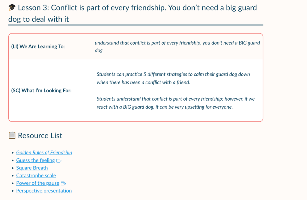 Years 3–4 conflict unit